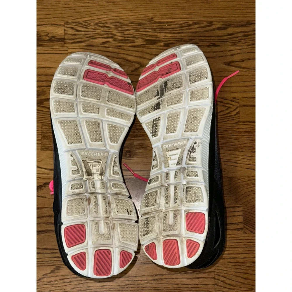Skechers Flex Sole Womens 10 Black White Gradient Pink Training Sneakers 11880TX
